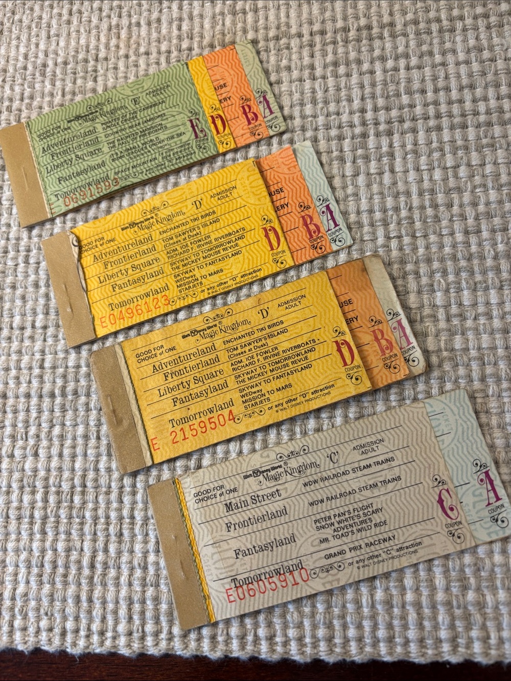 Vintage Theme Park Attraction Tickets – Multi-Color Set